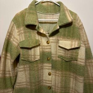 PrettyLittleThing Wool Blend Green Plaid Shacket